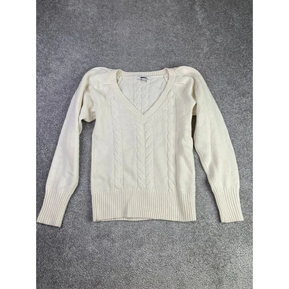 Madewell V-Neck Cream Sweater Wool Blend Size XS